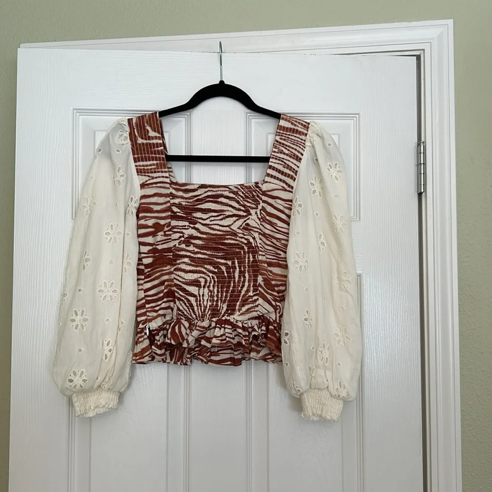 Love the Label Smocked Puff-Sleeve Blouse